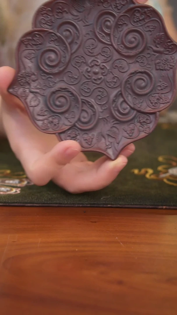 紫砂茶宠古红泥凤羽壶承