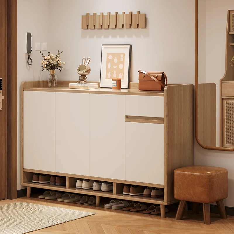 实木鞋柜家用门口入户门玄关新款多功能落地收纳柜一体靠墙室内架