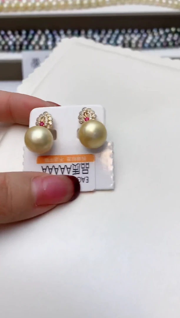 银S925镶嵌耳饰海水珍珠A8