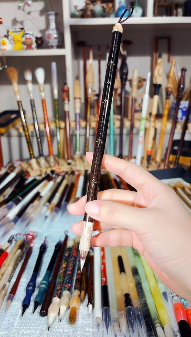 25号 称杆牛角纯紫毫三副笔出锋2.1（清水试笔）