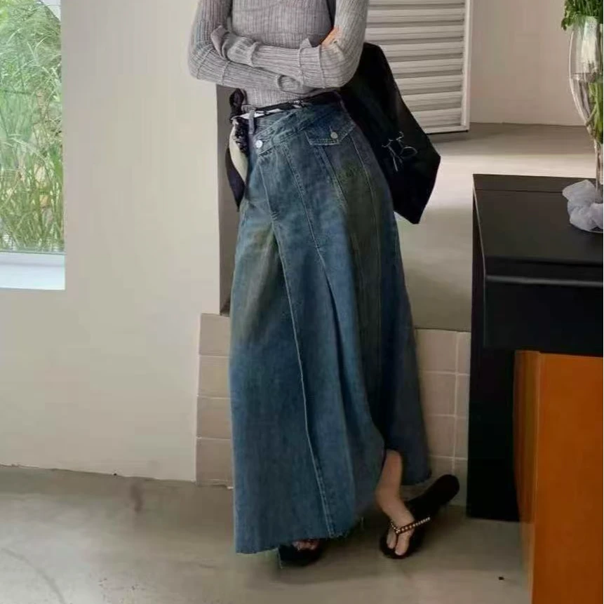 the white｜正品韩代「那白家」春季新品牛仔半裙时尚韩版百搭