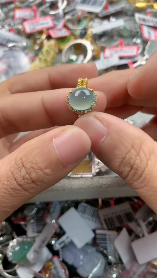 银S925镶嵌戒指翡翠555                 9