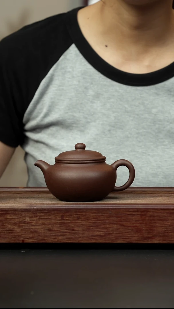 紫砂茶壶老紫泥 永福莲子