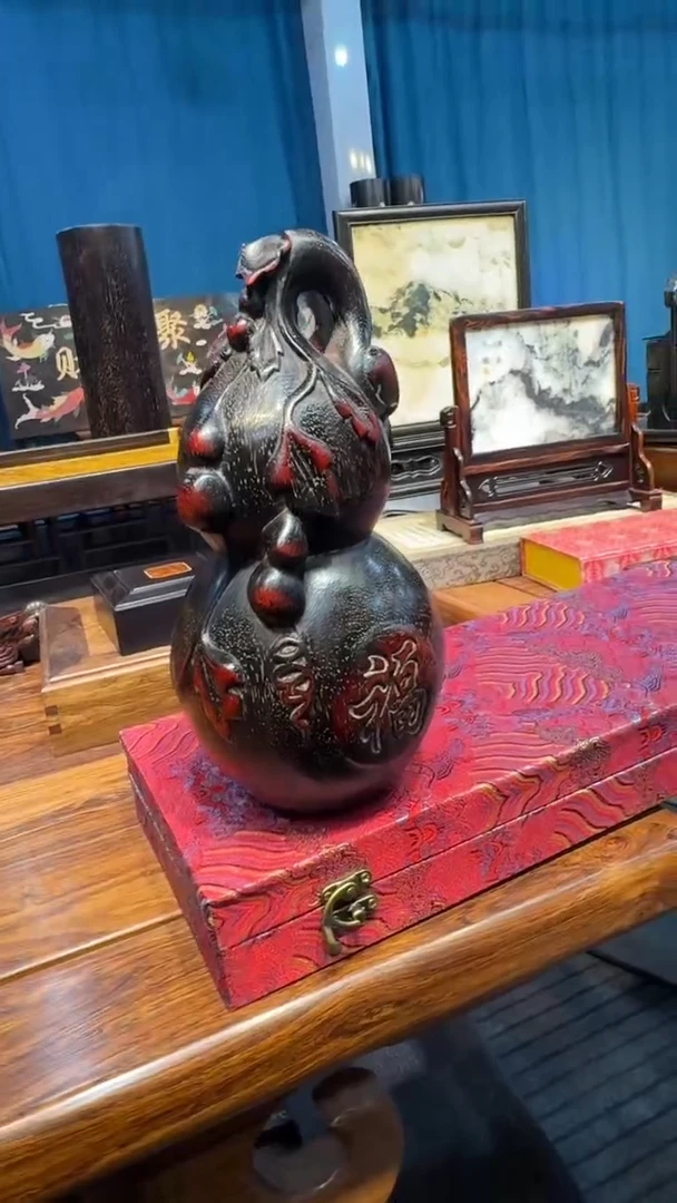 木紫檀葫芦摆件邵氏紫檀木艺