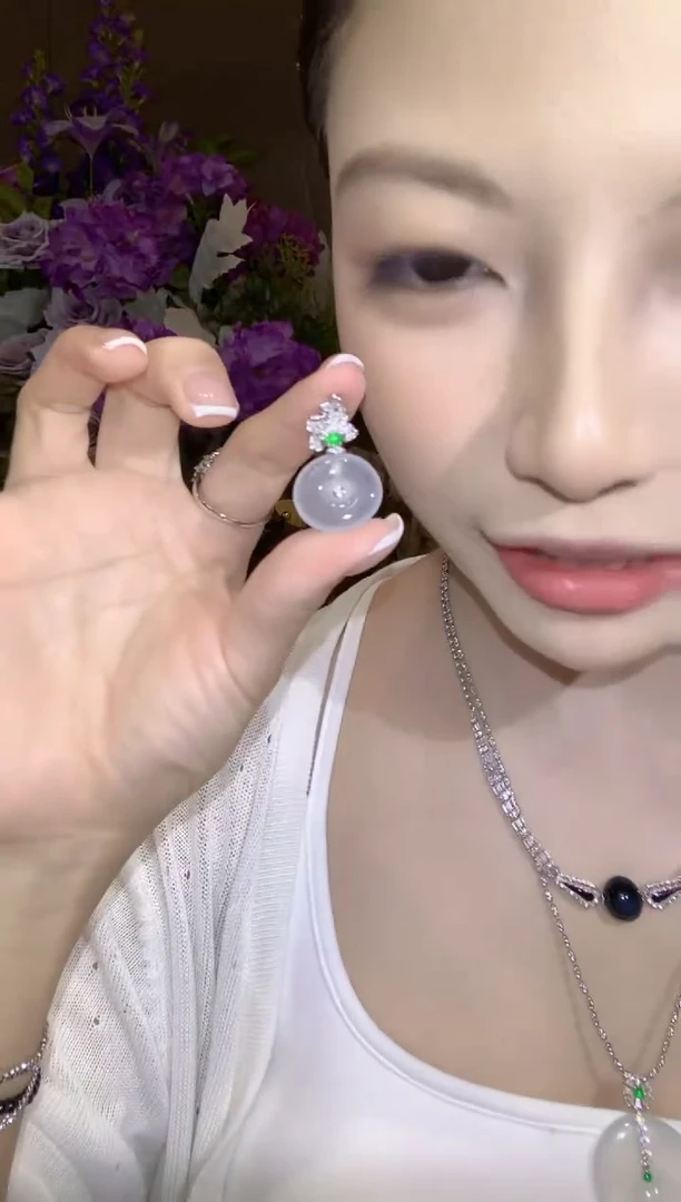 吊坠(不含链)18K金镶嵌翡翠b50