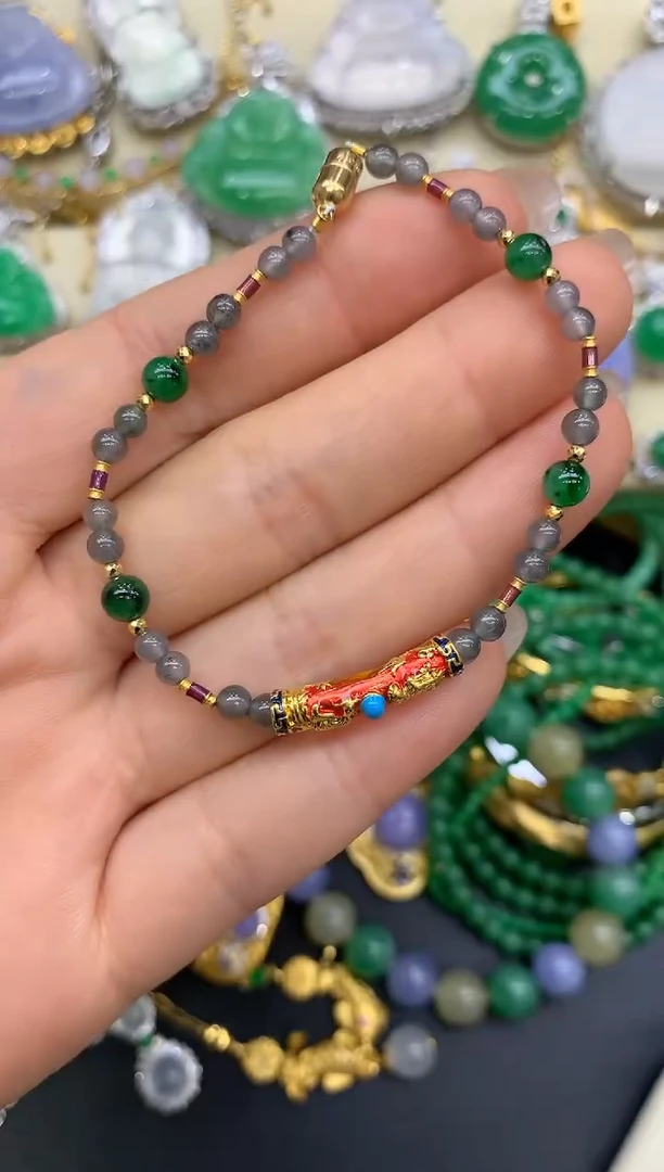 18K金镶嵌手链翡翠267-中国好珍宝