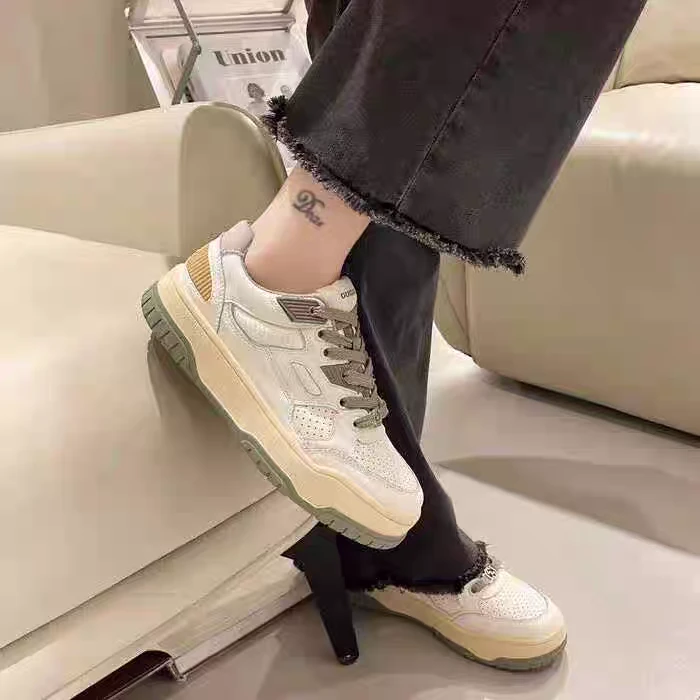 厚底拼色小白鞋女春季新款系带百搭潮流休闲运动板鞋93587