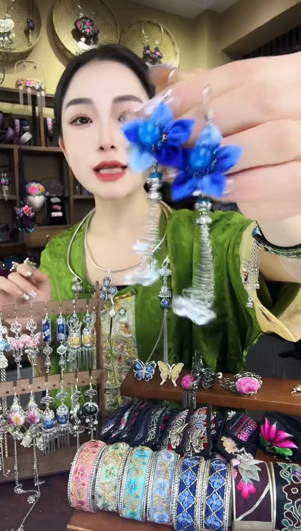 刺绣非遗刺绣民族风耳环