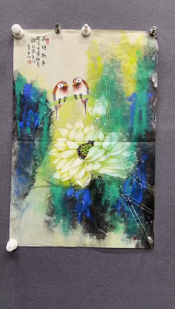 国画归军兵-国画荷花2平尺