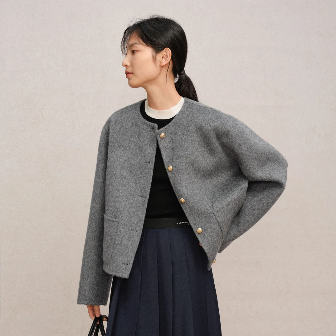 orange desire羊毛小金扣香风短款毛呢大衣秋OD2DAWWF015