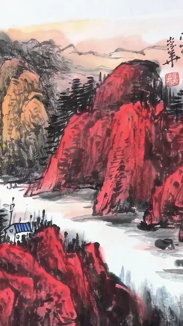 国画辛崇华绘画1pc山水