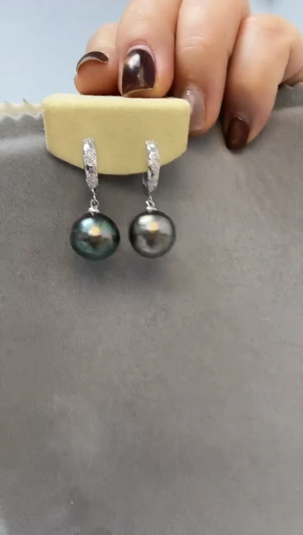 未镶嵌耳饰海水珍珠大溪地13.3mm+S925银耳环