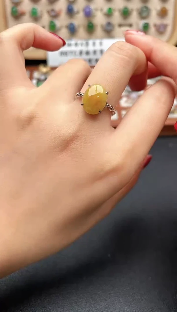 银S925镶嵌戒指翡翠一物一证一礼盒