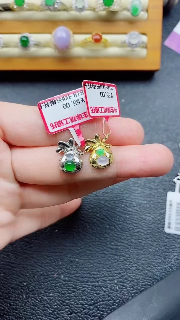 银S925镶嵌戒指翡翠1