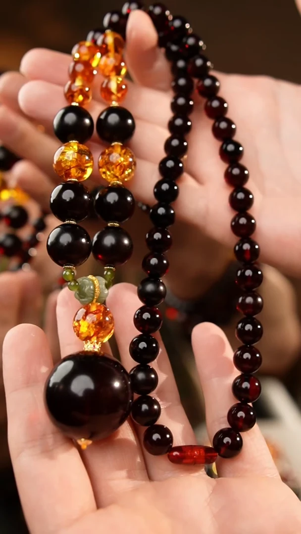 琥珀颈饰未镶嵌28+翳珀项链