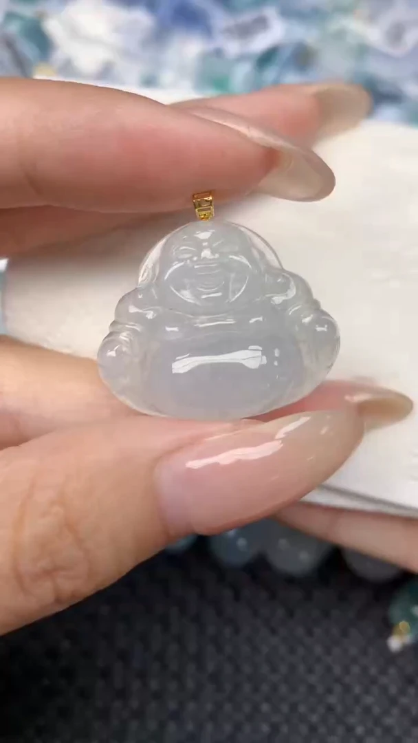 翡翠18K金镶嵌颈饰天然翡翠a货