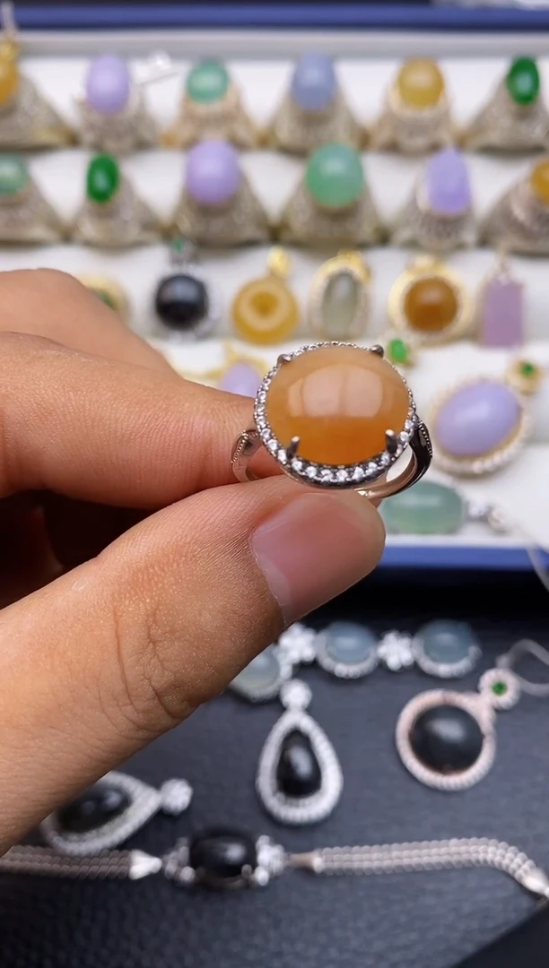 翡翠戒指银S925镶嵌/0016