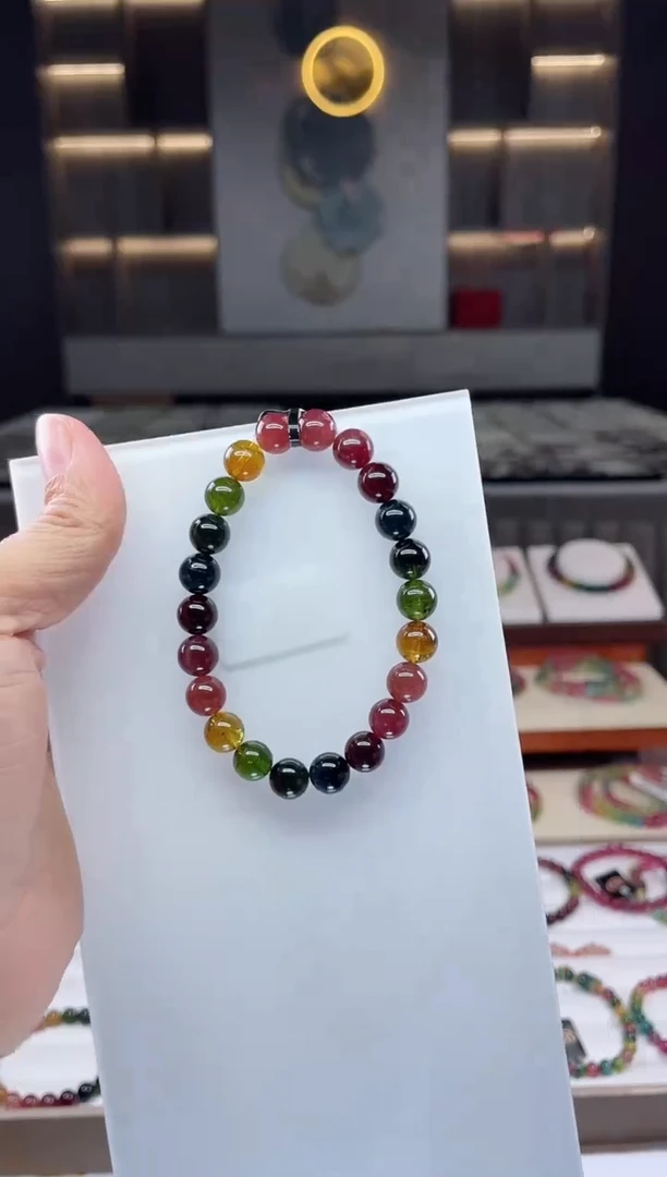 未镶嵌单圈手串8mm+碧玺（多样性发一条）Q