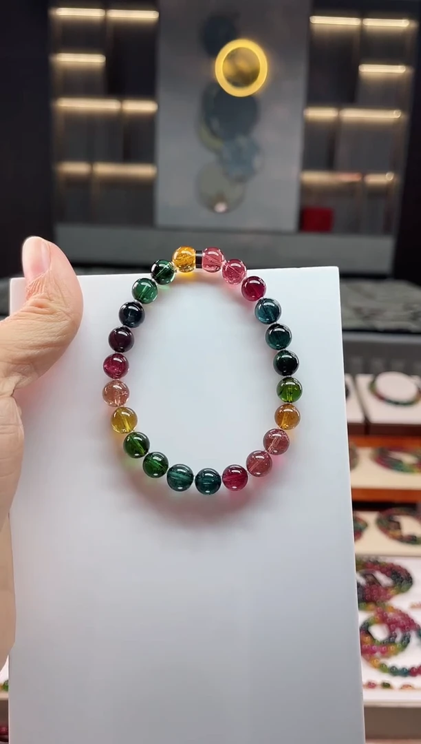 未镶嵌老矿碧玺单圈手串7mm+碧玺（多样性发一条）Q