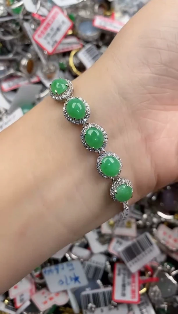 银S925镶嵌戒指翡翠666----10