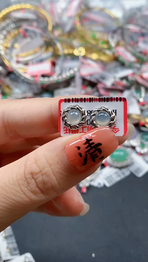银S925镶嵌戒指翡翠天然A货缅甸翡翠