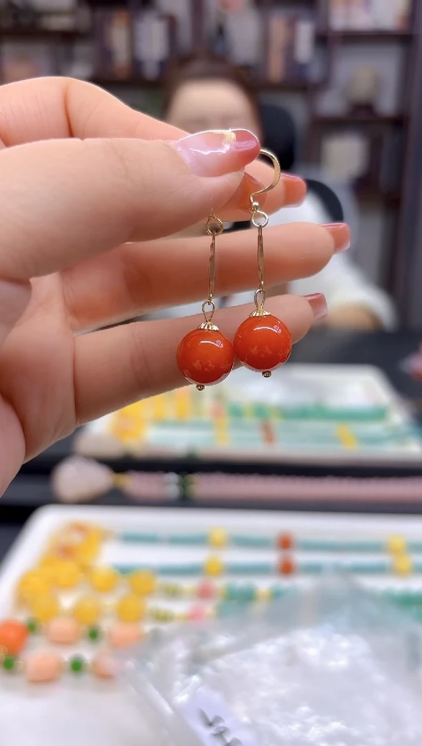 【闪购商品】翡翠耳饰14K金镶嵌耳坠E565