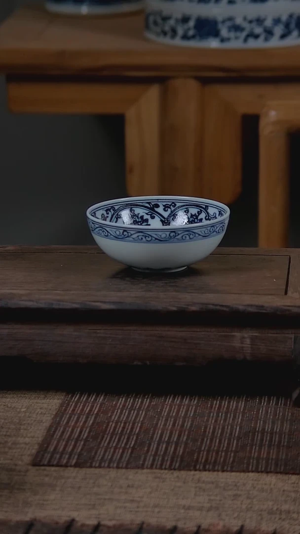 折葵非器手工手绘宝相缠枝普洱杯