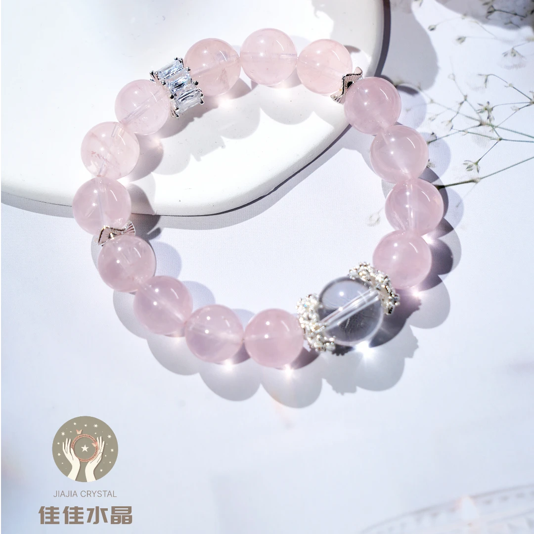 【守护桃花】西柚粉晶+ 白水晶ps 净化+桃花 人缘