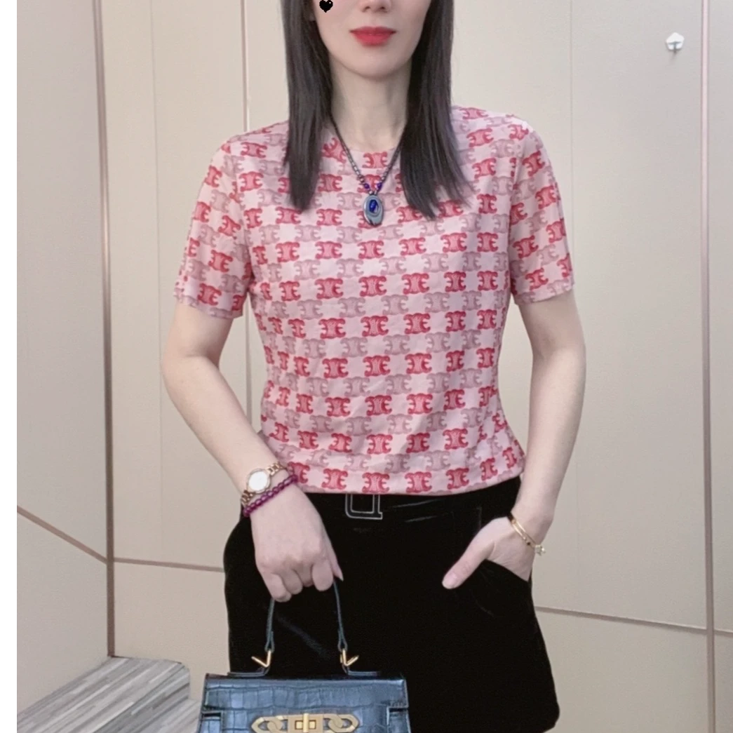 圆领领宽松短袖t恤女2025夏季新款洋气体恤肌肤纱透气减龄外穿T恤