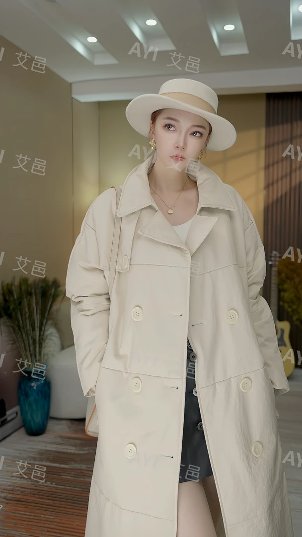 艾邑24新款羊皮长款设计原创石墨烯鹅绒羊皮羽绒保暖外套1218