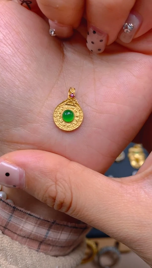 吊坠(不含链)银S925镶嵌翡翠八卦