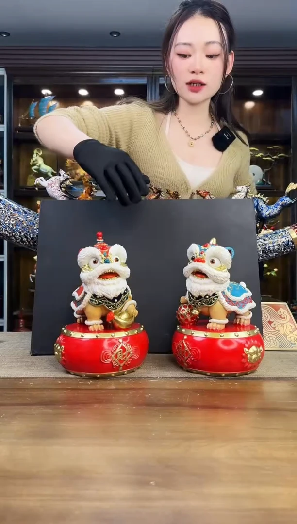 黄铜@**强黄铜 新款醒狮一对