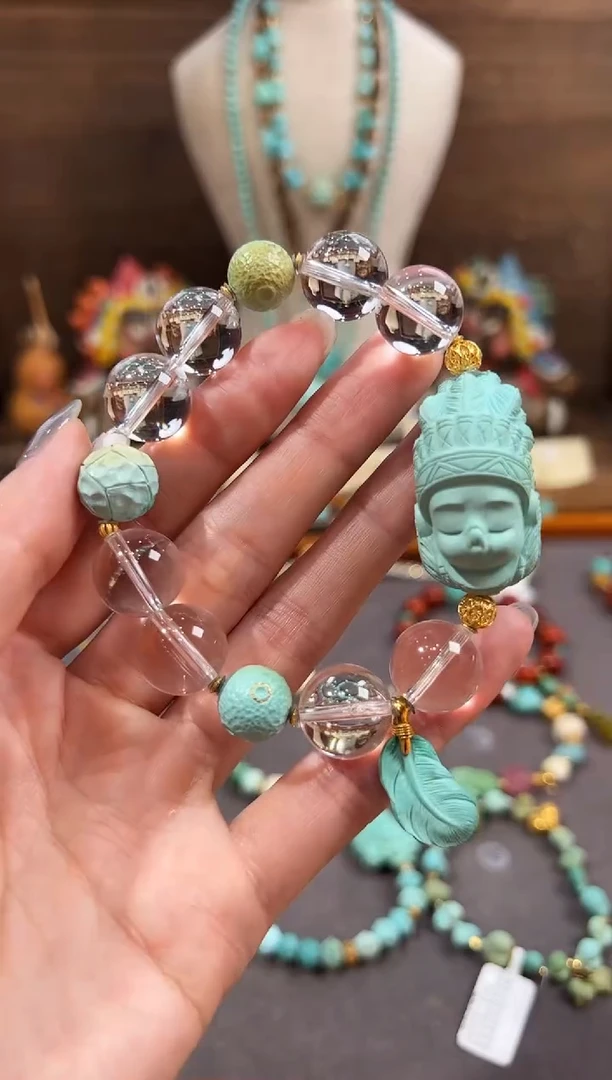 水晶手链18K金镶嵌白水晶手链