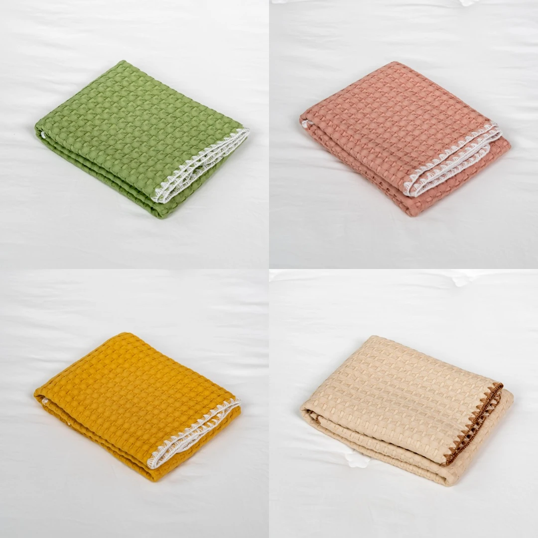 【京かわ会社】多层纱布枕巾一对装52*78cm 华夫格组合