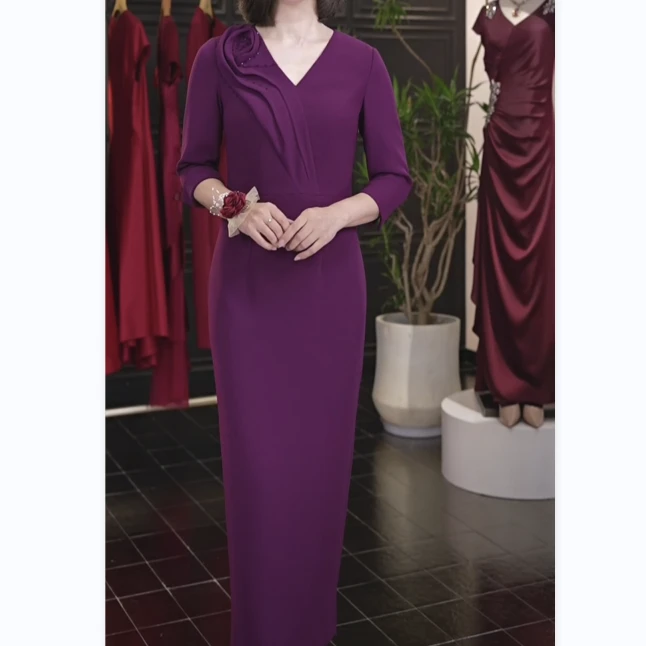 Y-5010喜妈妈喜婆婆梦娇自留优雅立体花礼服连衣裙晚礼服气质高贵