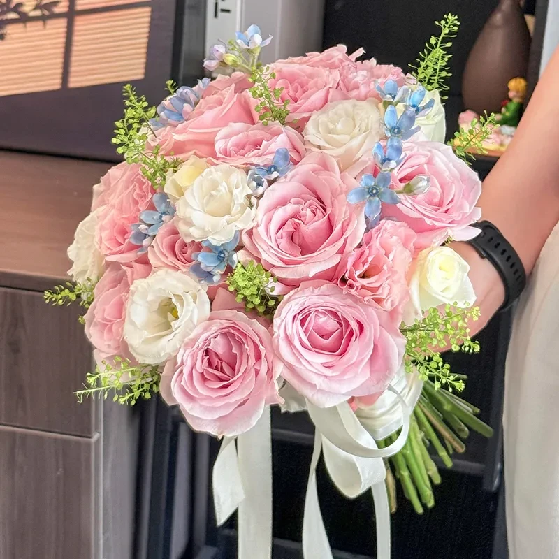 【真爱永恒】玫瑰混搭花手捧花鲜花新娘手捧花花束领证拍照仪式感花束婚礼鲜花全国同城配送送花上门小时达