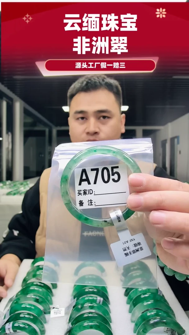 未镶嵌手镯石英质玉（非洲翠）6162圈口A705