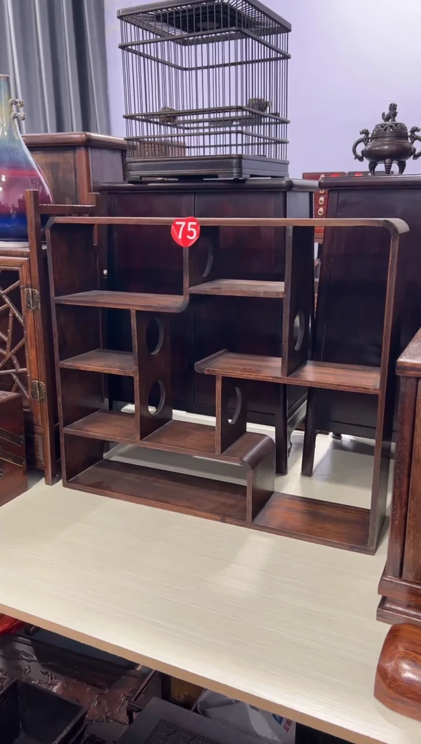 木案上多宝阁储物格圆角不带抽屉