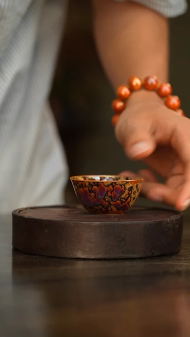 87柴房陶瓷柴烧斑鹿鸡缸杯