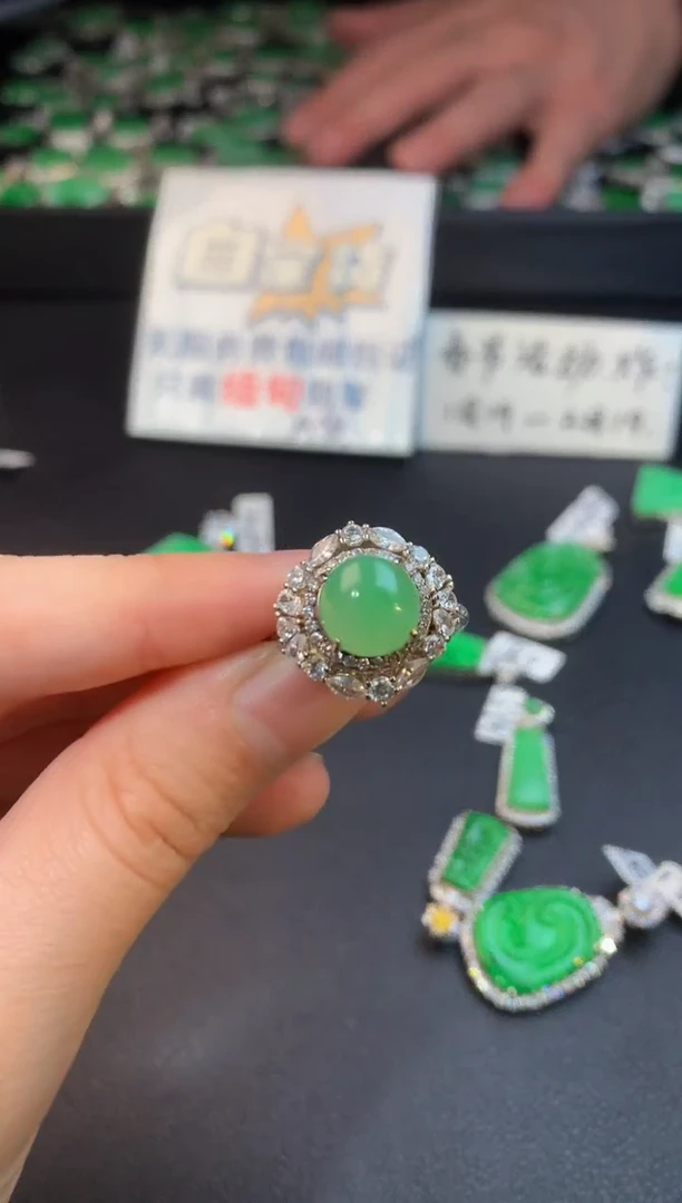 【闪购商品】翡翠戒指银S925镶嵌翡翠