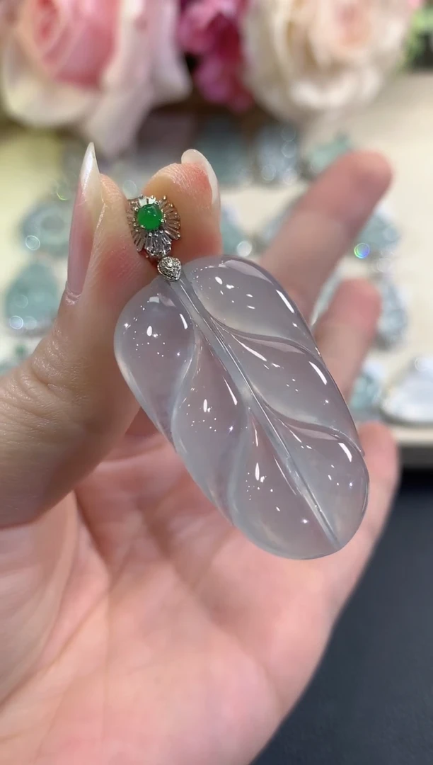 吊坠(不含链)18K金镶嵌翡翠c53