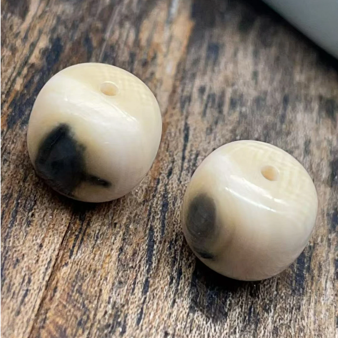 A21精品猛犸象牙10MM左右特色单珠手串顶珠腰珠配饰（多样式发两粒
