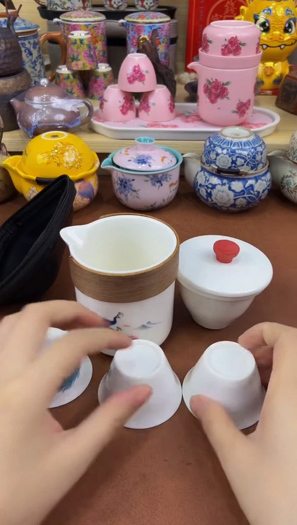陶瓷茶具摆件旅行套组