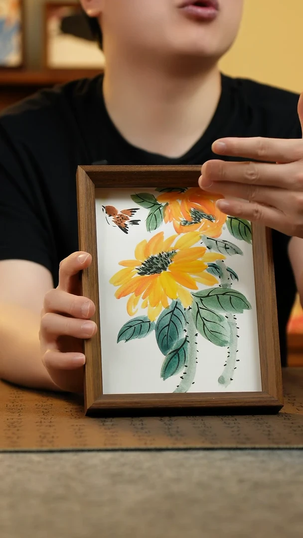 国画17*23纯手绘国风国画摆台