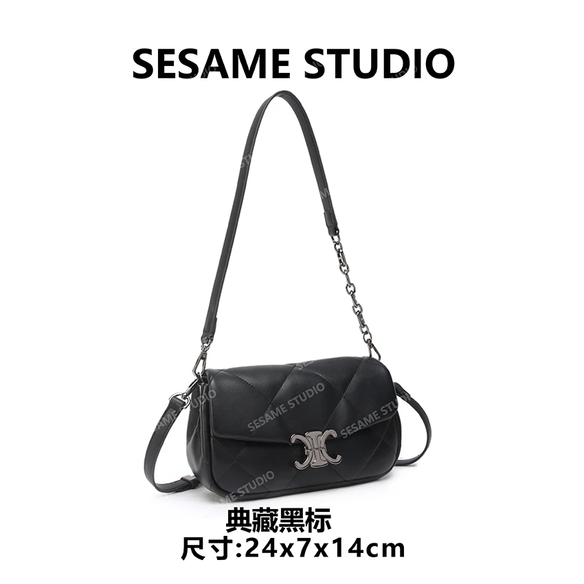 【芝麻集】【典藏黑标】BF-66359-黑色RAIN.CUN时尚百搭腋下斜跨女包