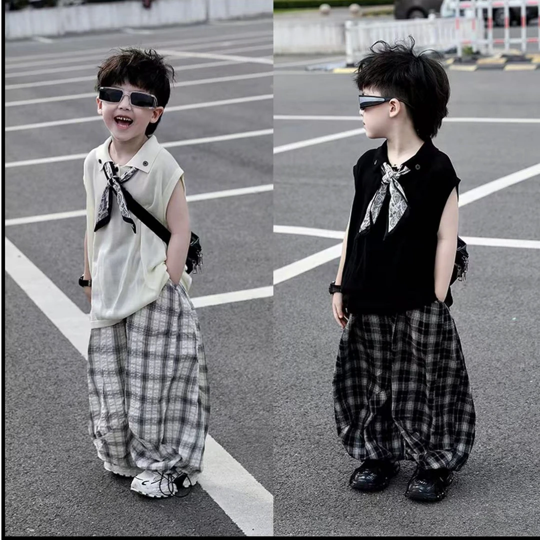 男童夏装套装2025新款儿童装中大童酷帅气运动薄款冰丝夏季夏款潮