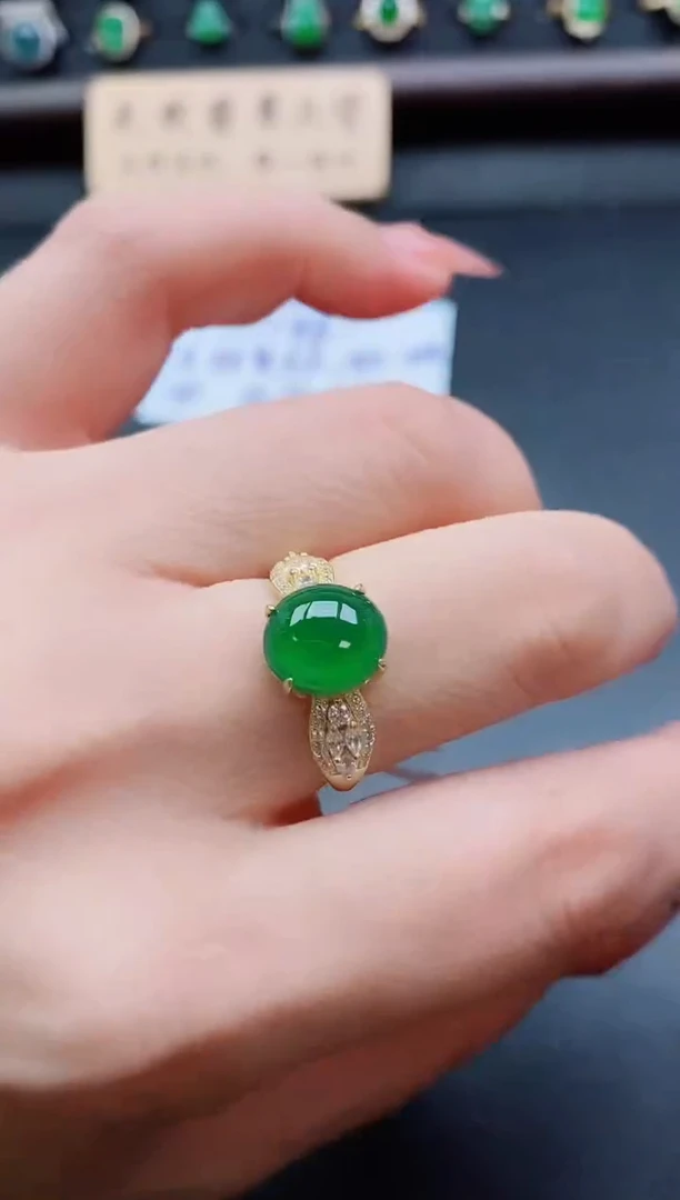 银S925镶嵌戒指翡翠1