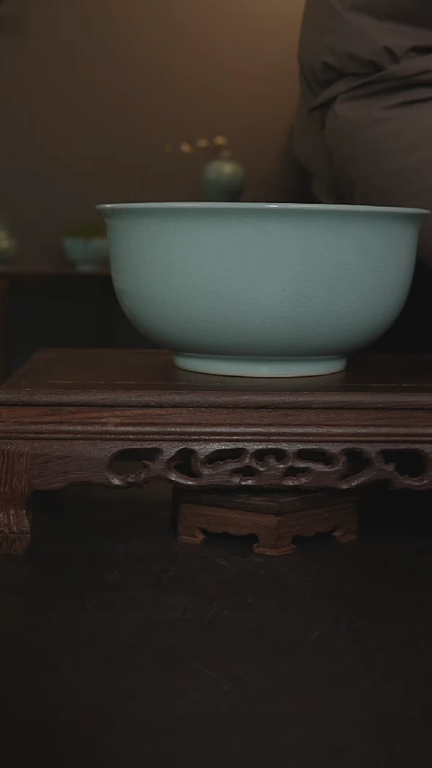 摆件瓷粉青手工汤盆