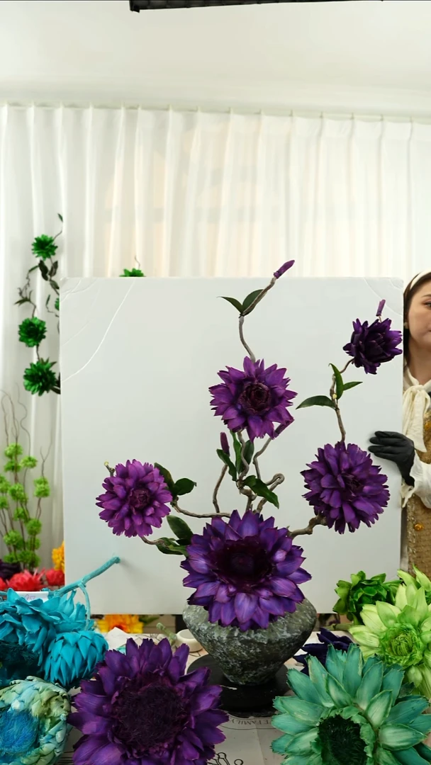 永生花 霸王花 【暗紫龙枣枝不带瓶】A38