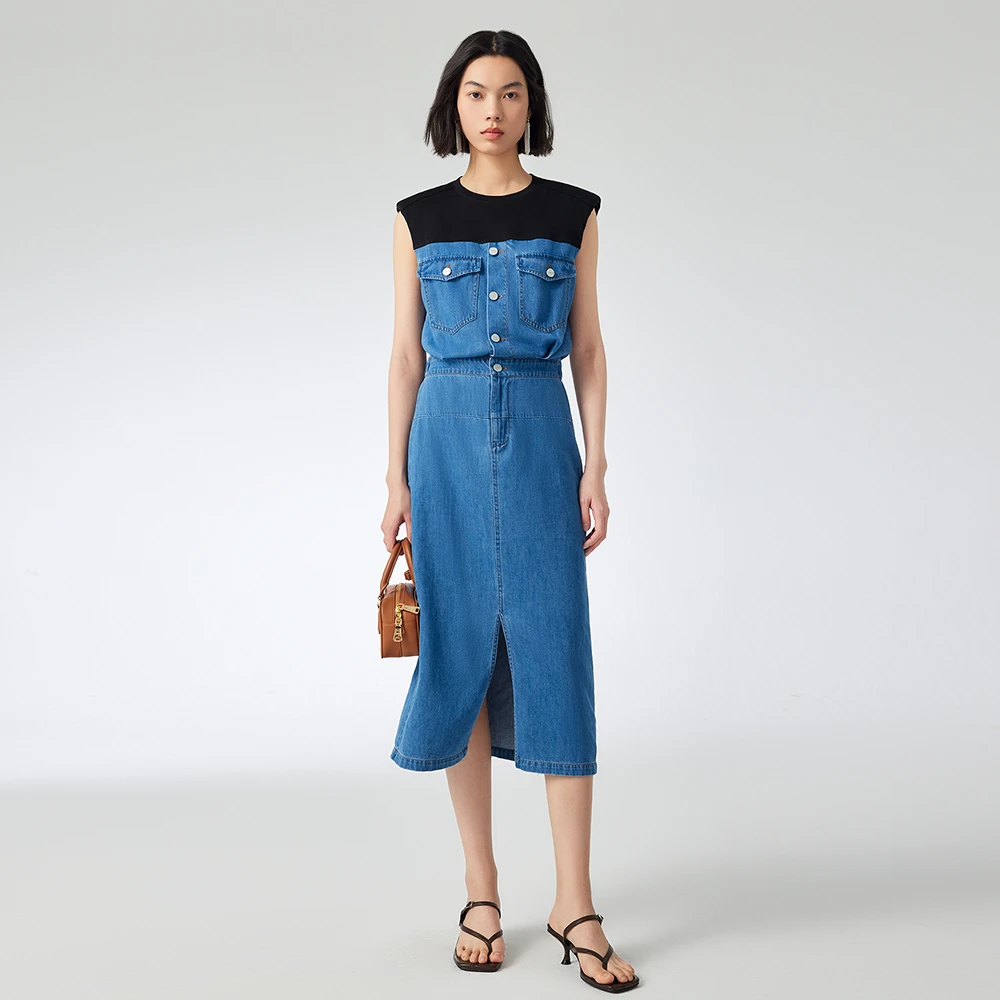 【大梦专属】牛仔拼接连衣裙（水洗产品）2D240812